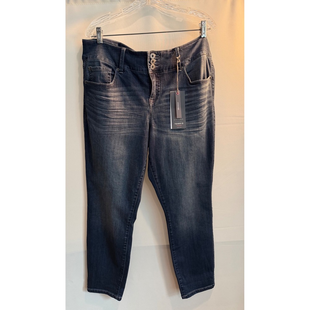Torrid Premium Jegging Crop Black Bay Dark Wash Stretch Jeans Women's 18 NWT